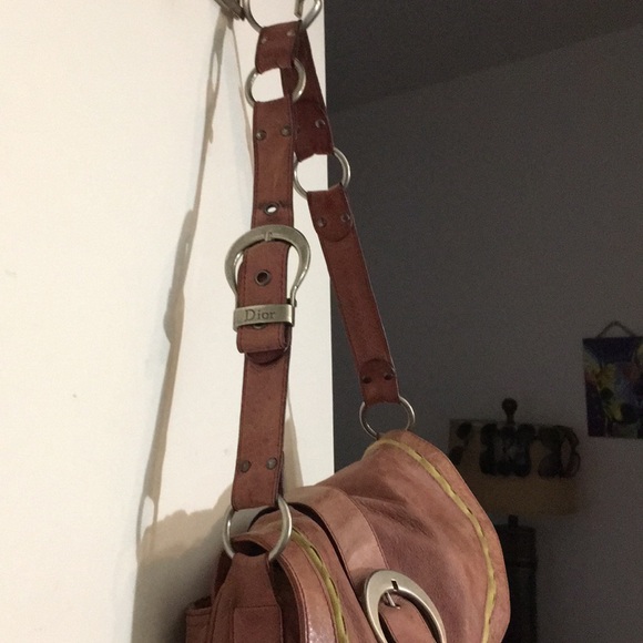 Christian Dior maroon/pink leather saddle gaucho purse - Picture 4 of 10